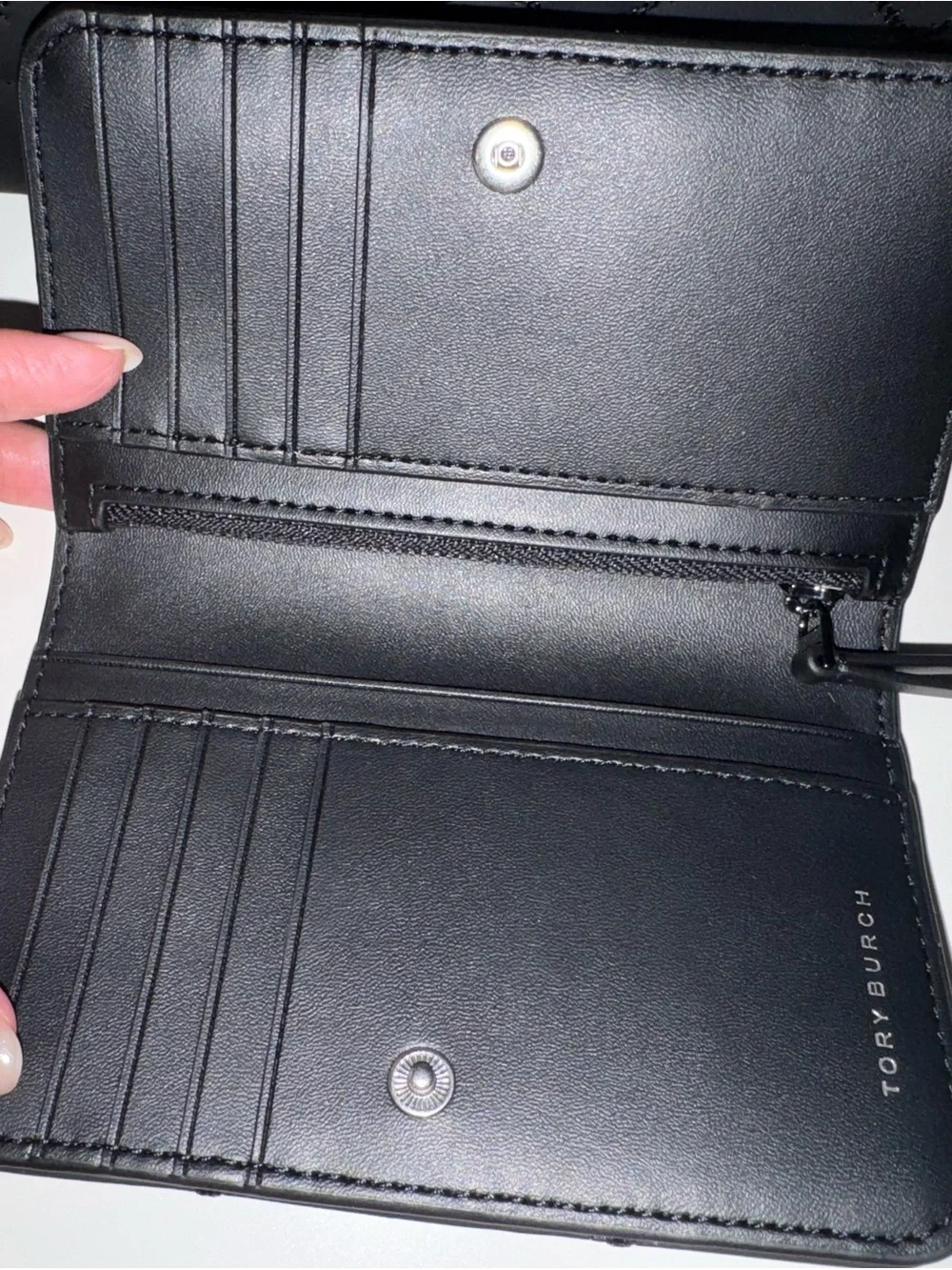 Tory Burch Black Quilted Logo Wallet